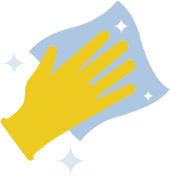 Take Five Cleaning: Hands wiping, cleaning clothe